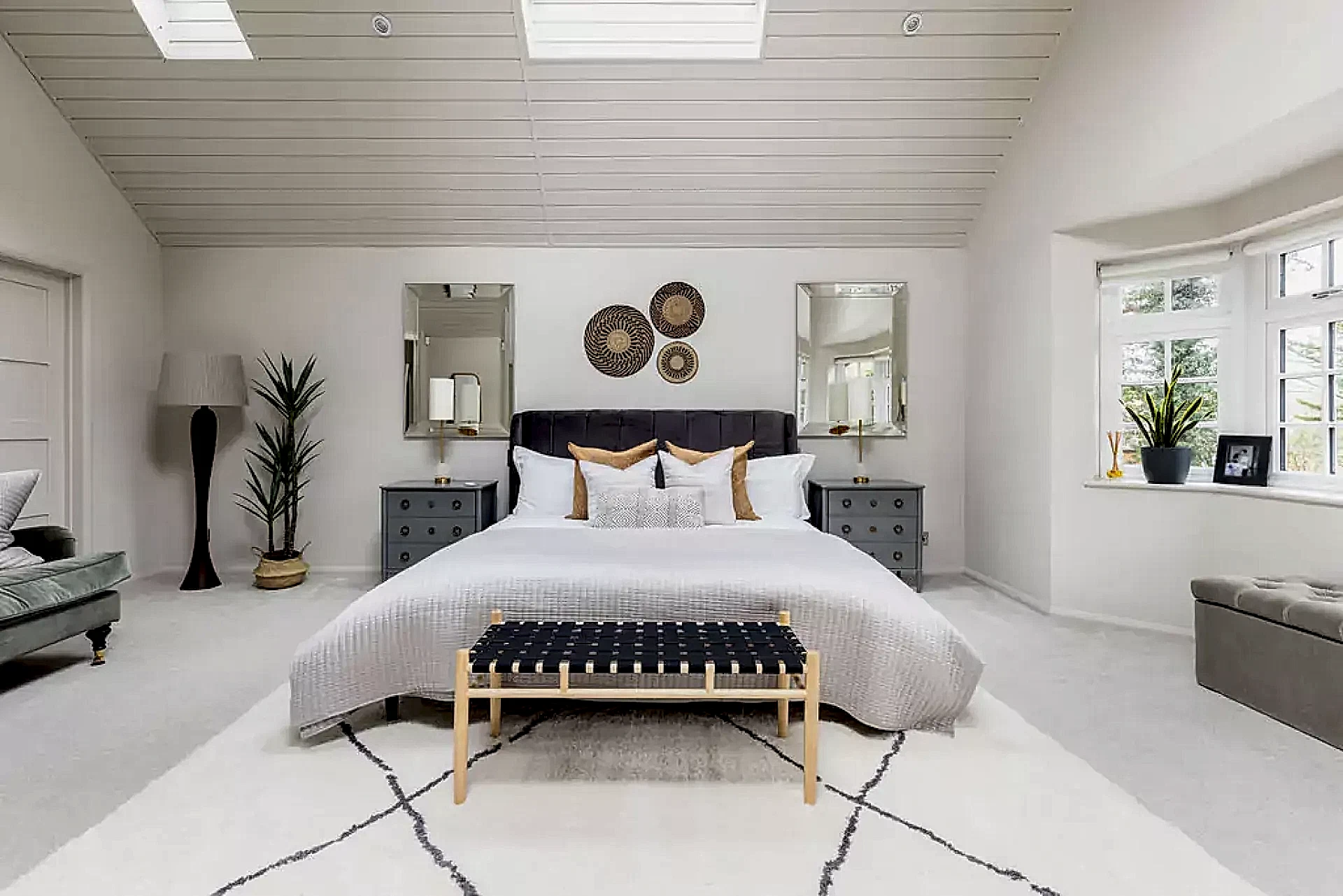 White and grey bedroom