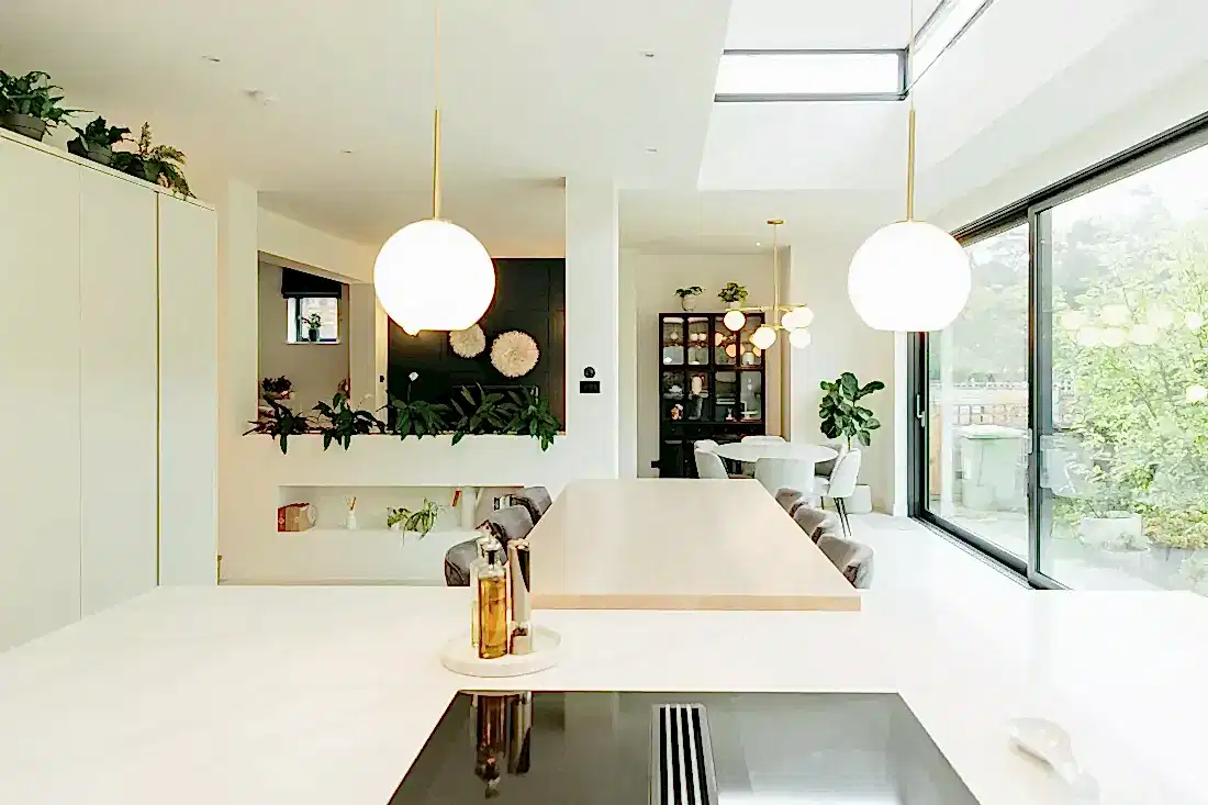 Bright open plan kitchen