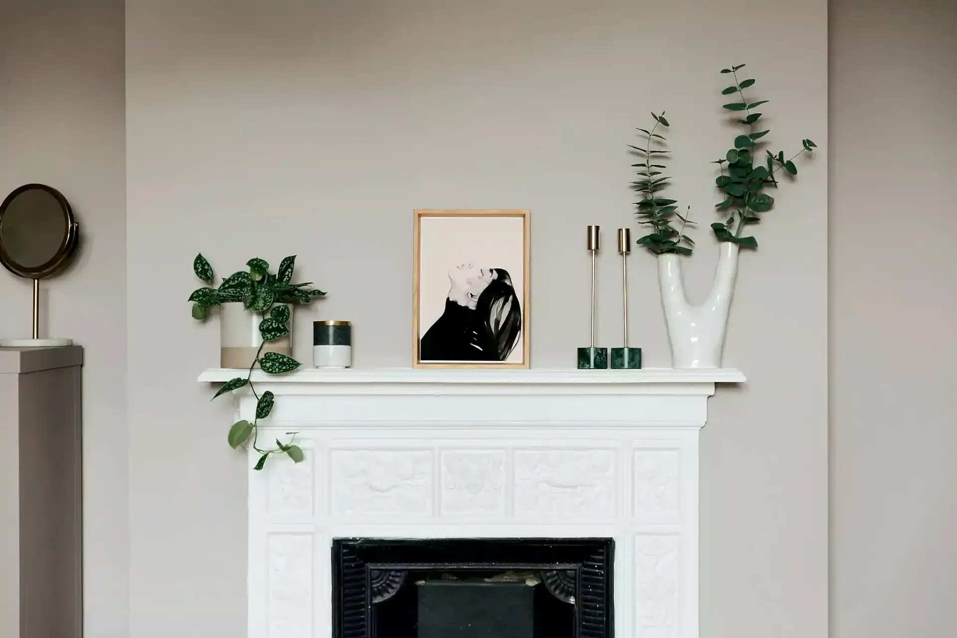 minimalist green fireplace