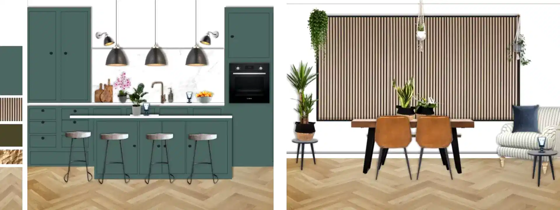 modern, industrial green kitchen design