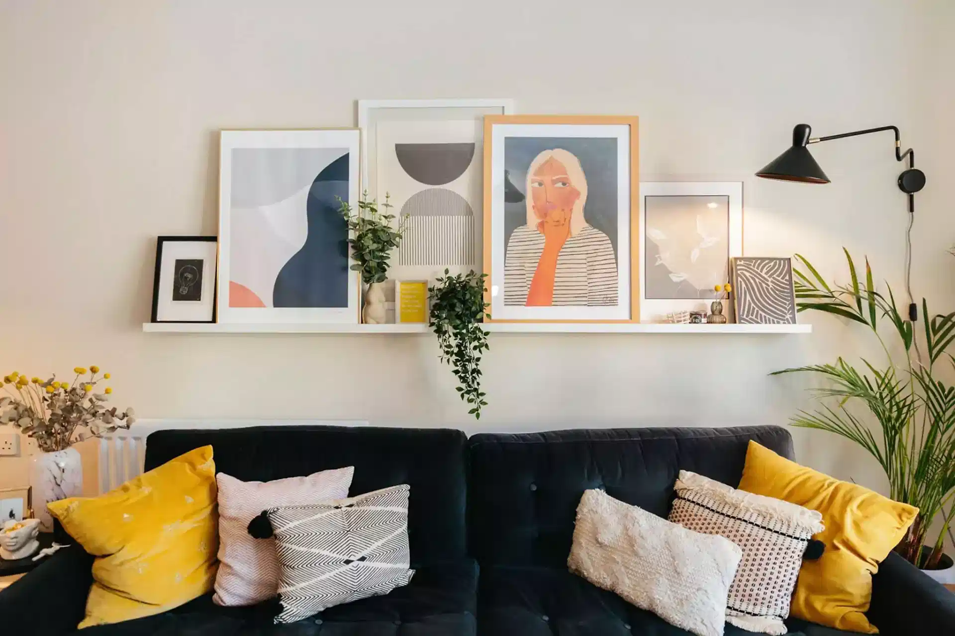 Colourful eclectic gallery wall