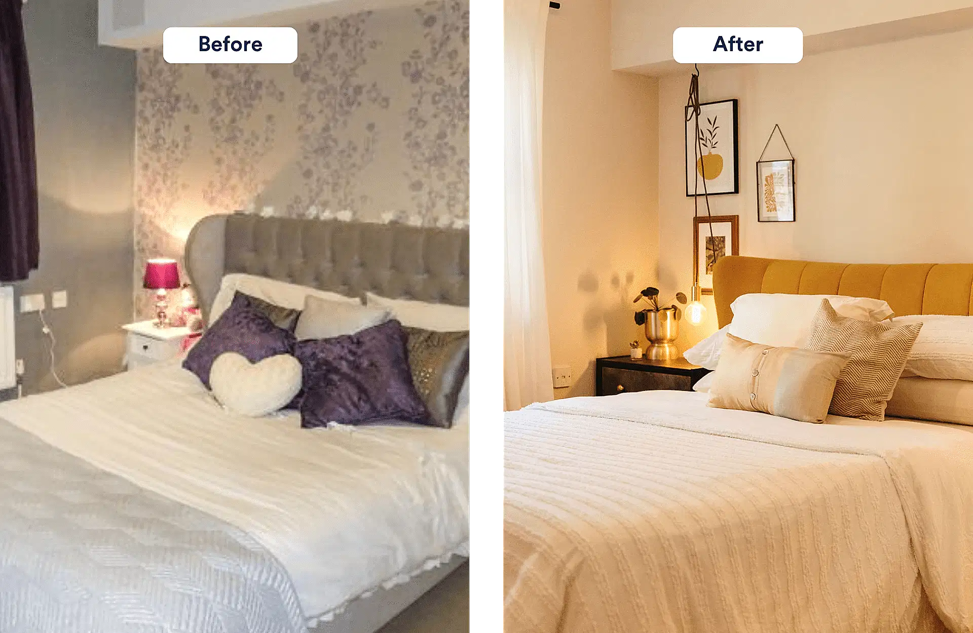 cosy, neutral bedroom makeover