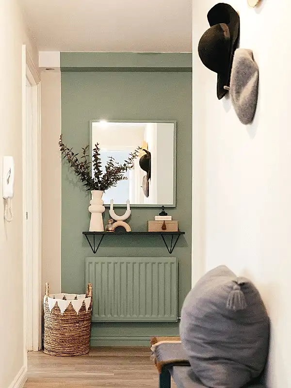 hallway with green skirting boards