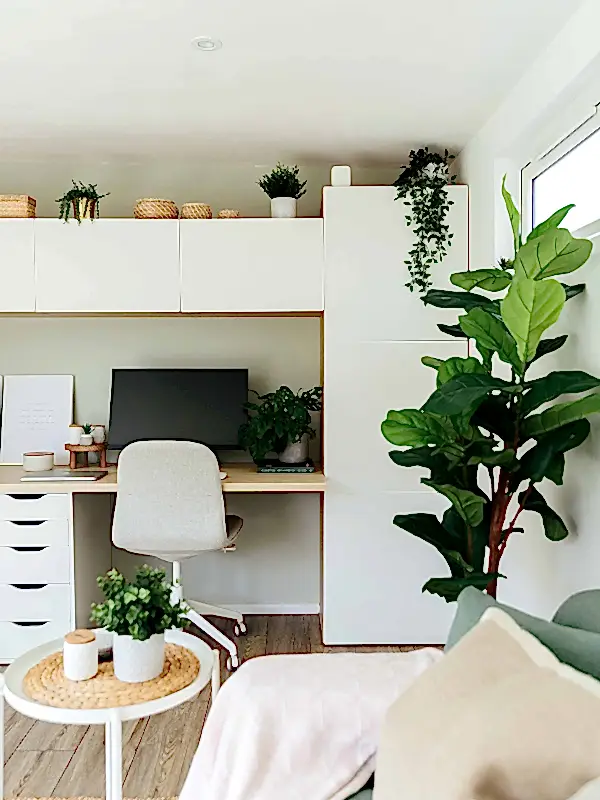 Home office with plants