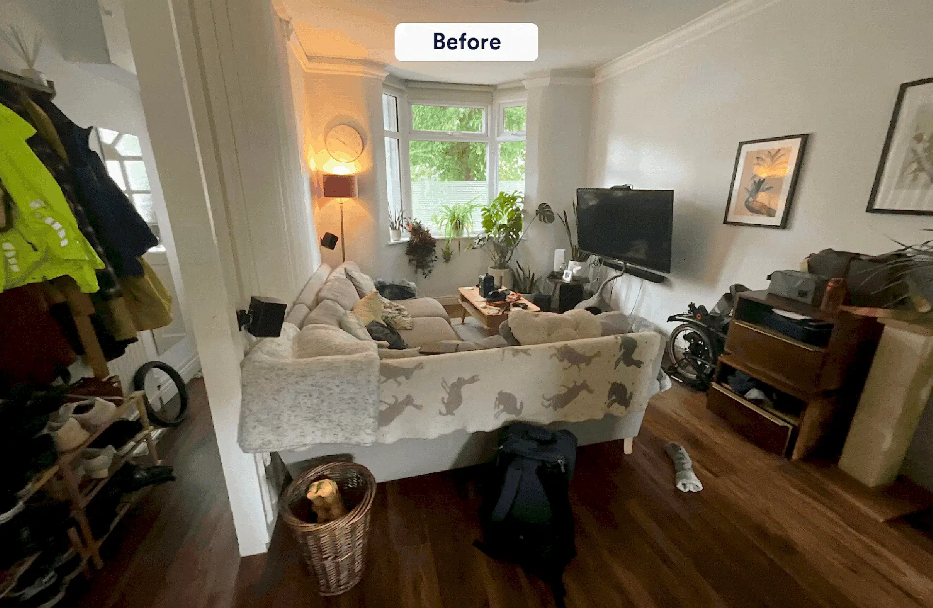earthy, mid century living room