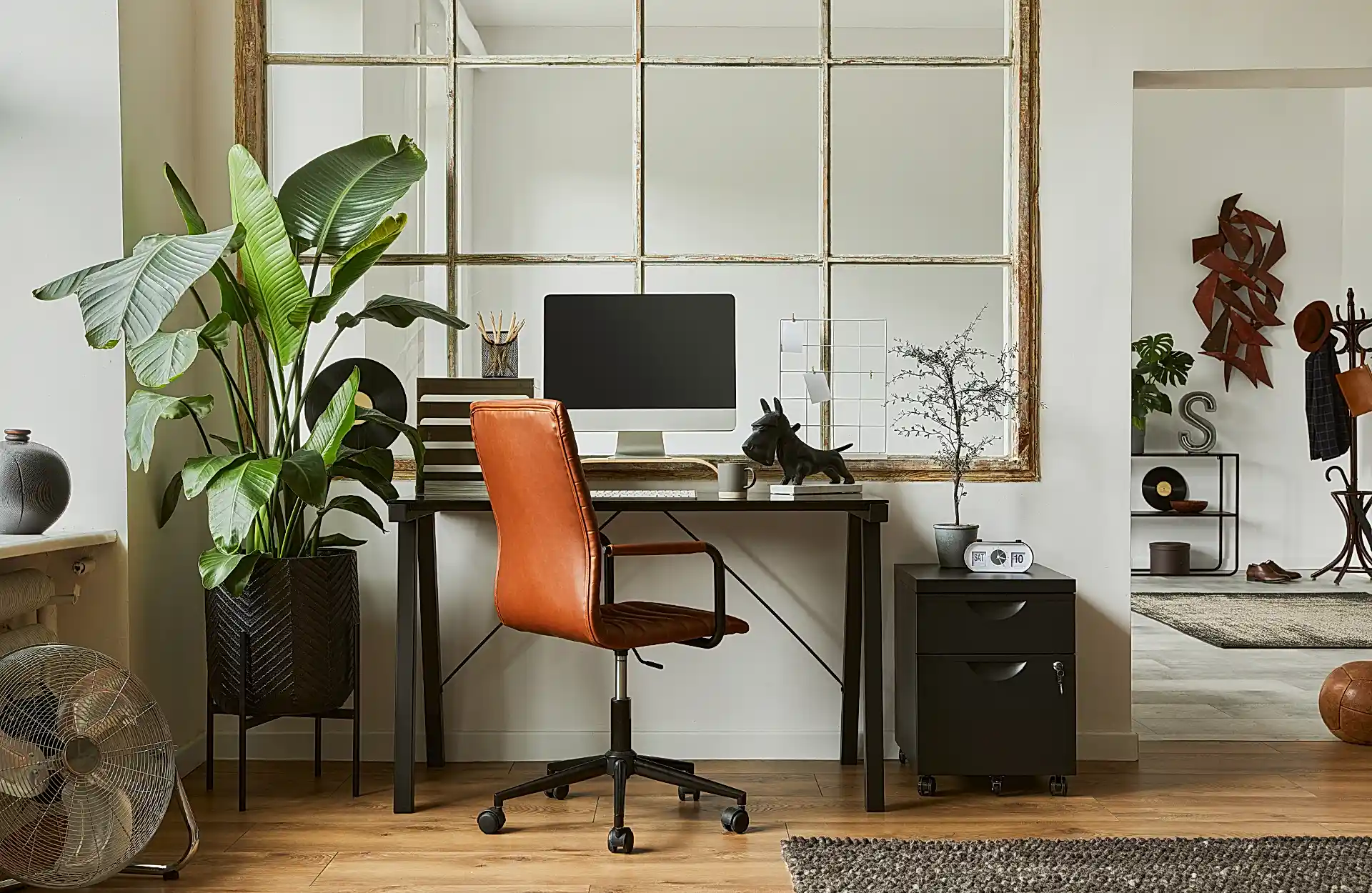 modern home office with glass divide