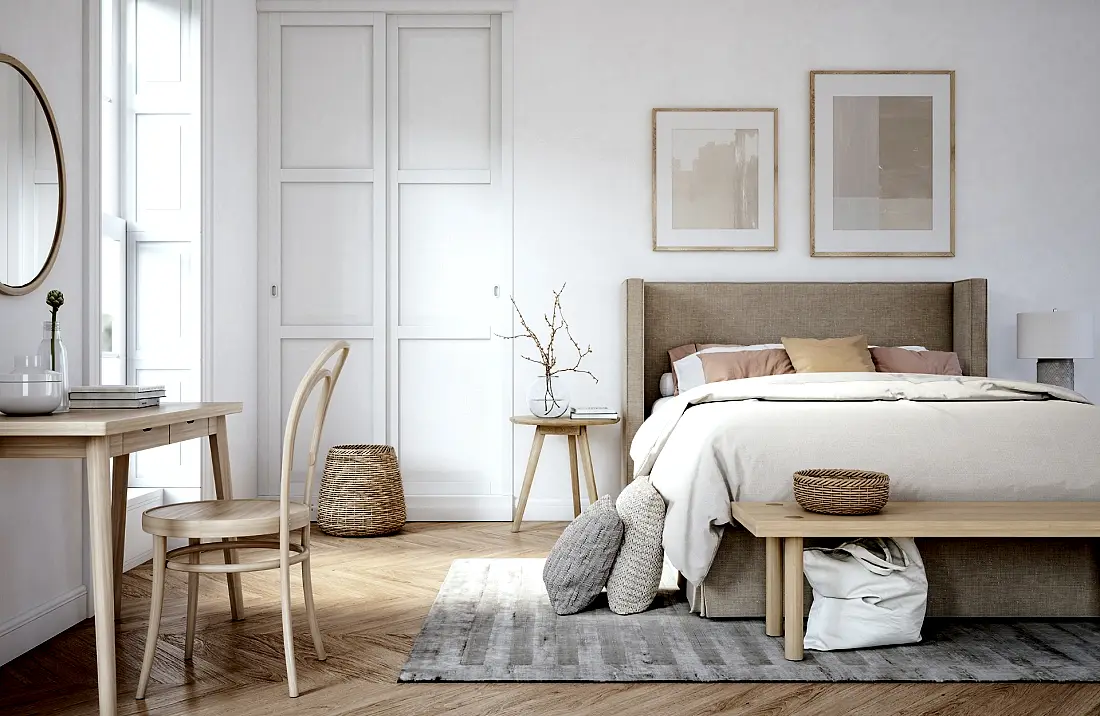 Neutral open space bedroom 