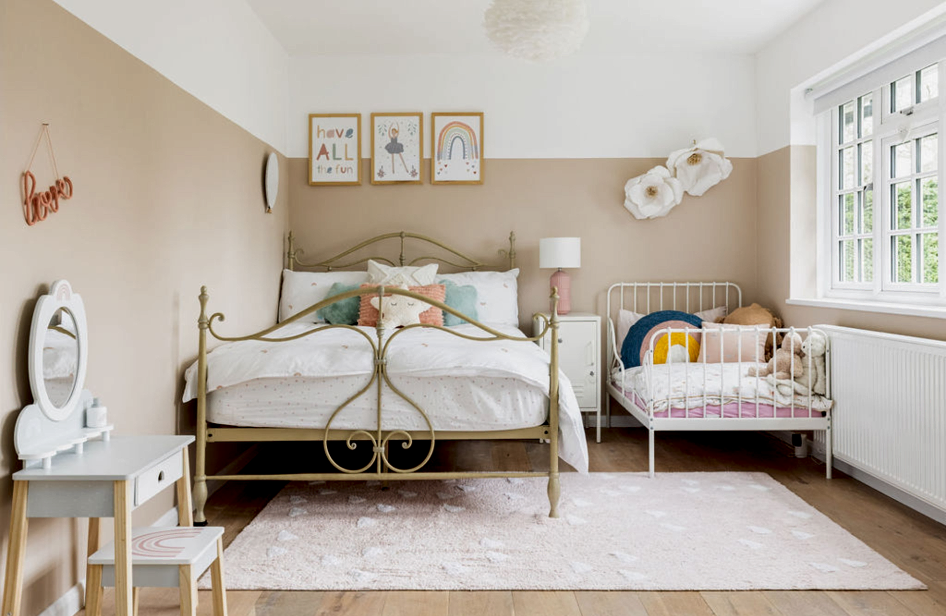 Neutral childrens bedroom with pops of colour