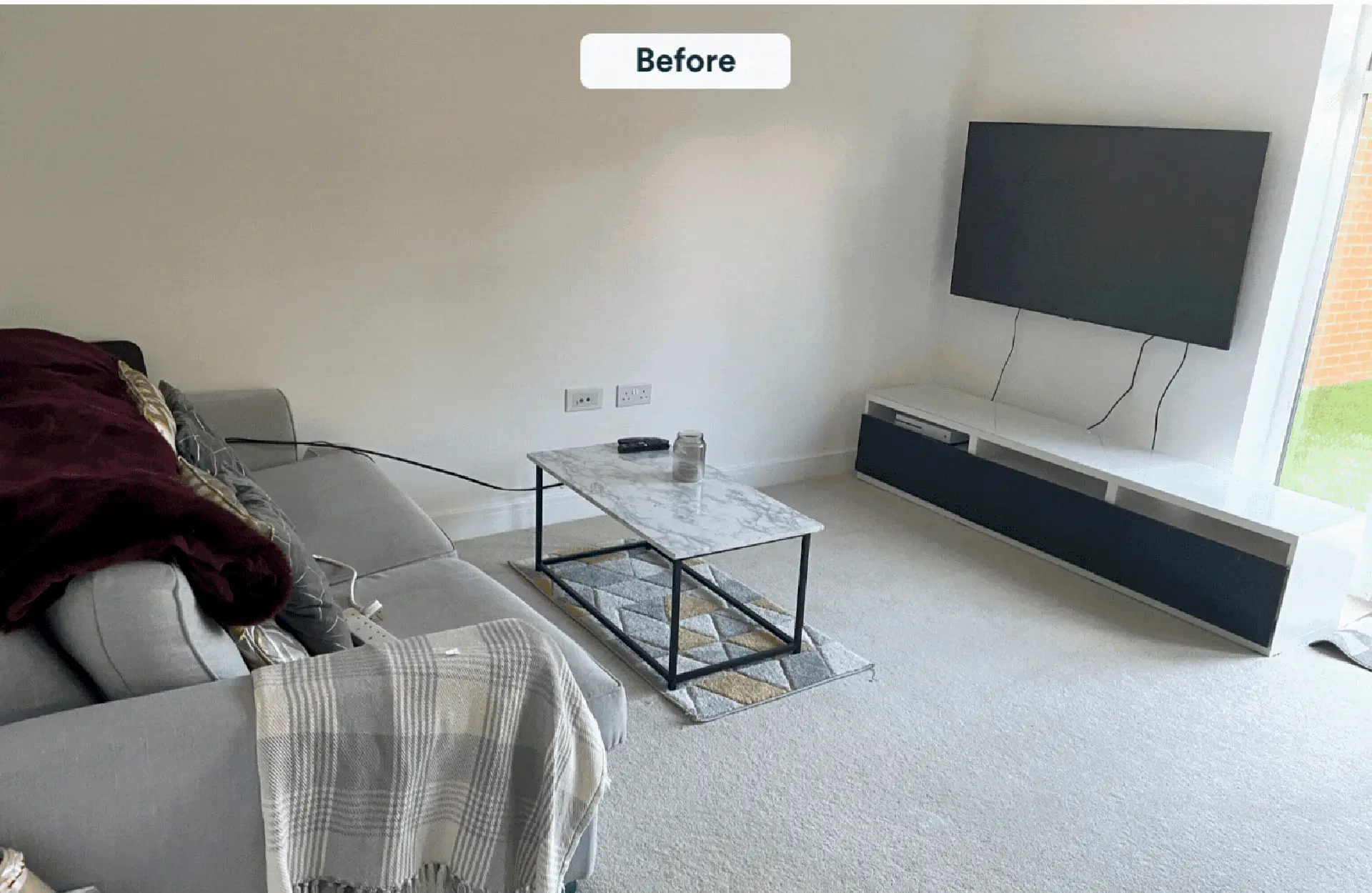 Living room before and after