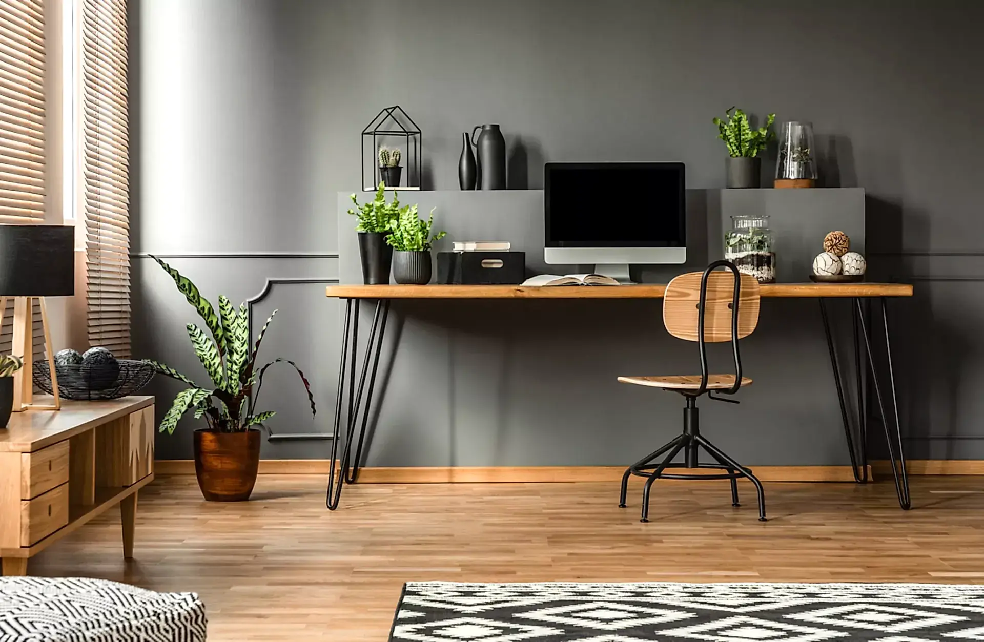 dark and dramatic home office