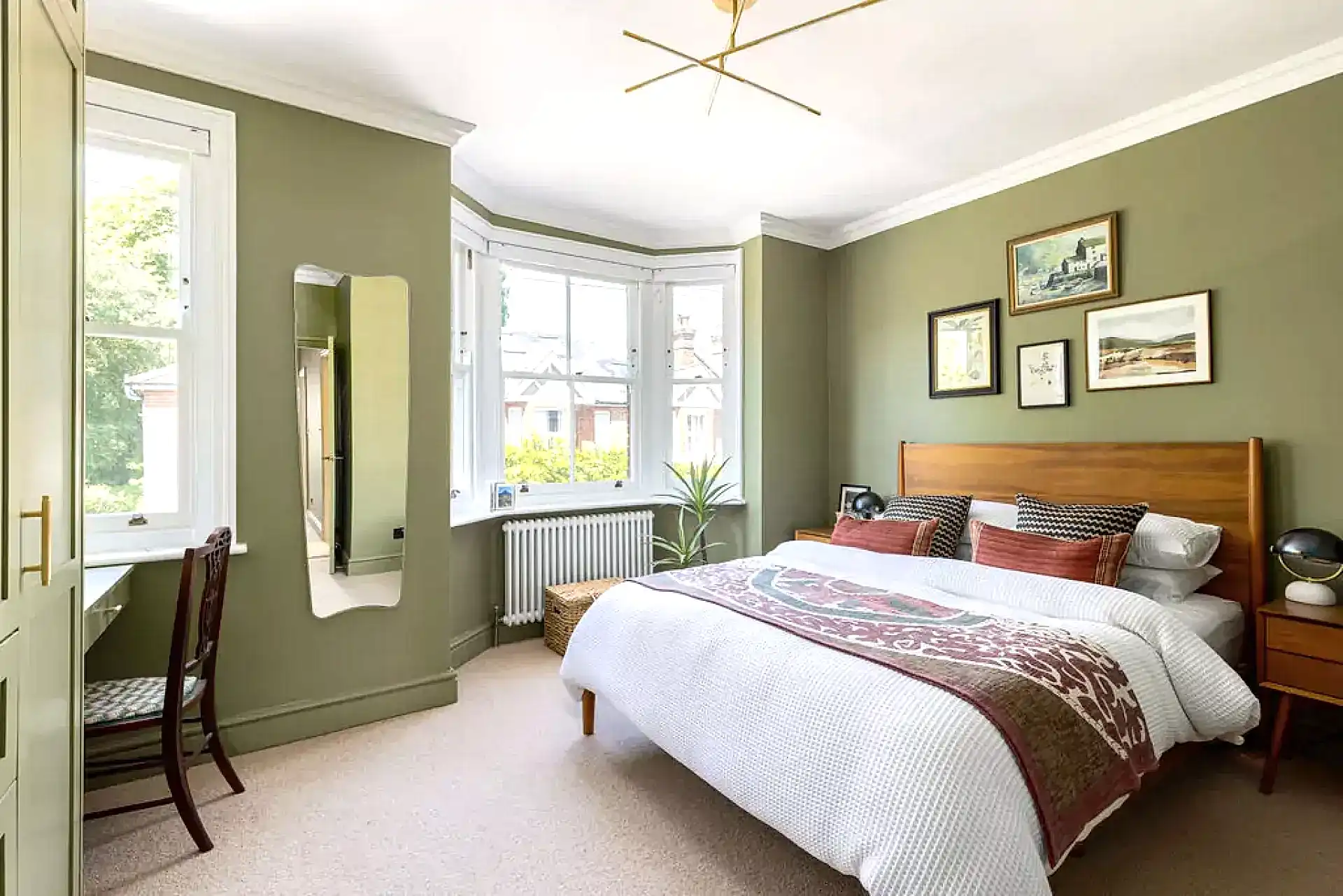 Calming green bedroom