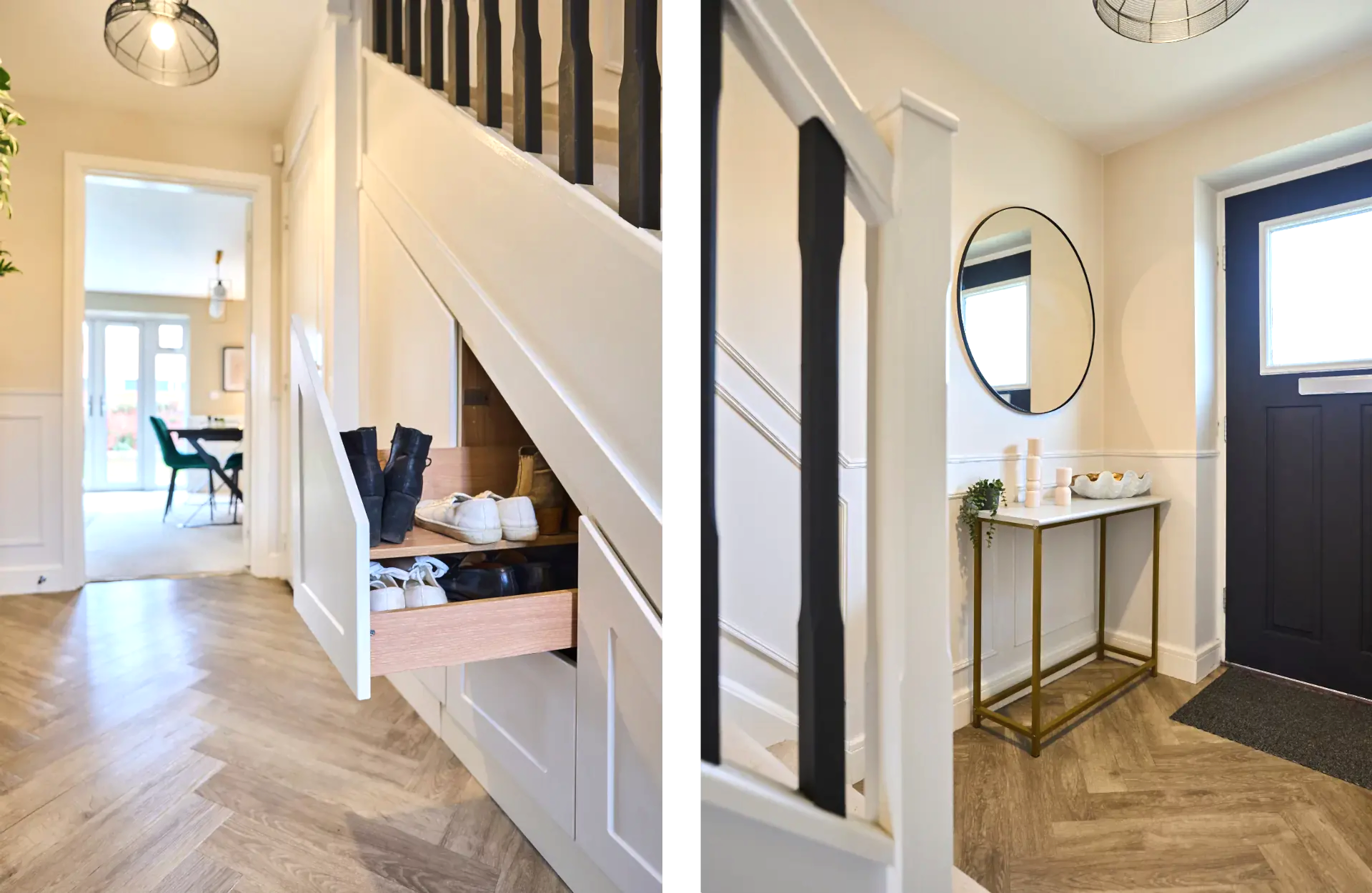 hallway with hidden understairs storage