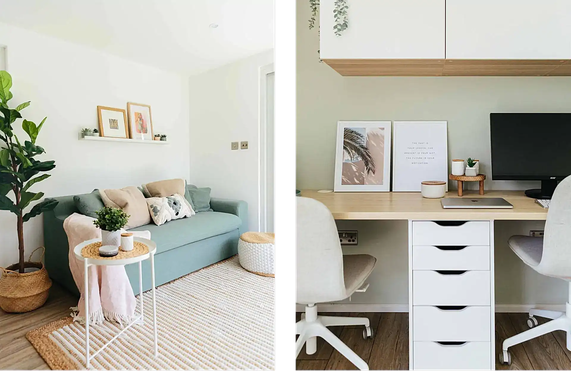 blue sofa in home office
